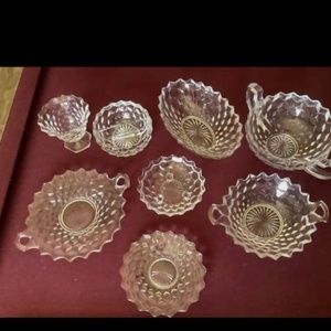 Vintage Clear Indiana Crystal  Glass Diamond Cut Dishes